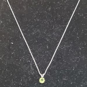 Sliver chained necklace with green gem